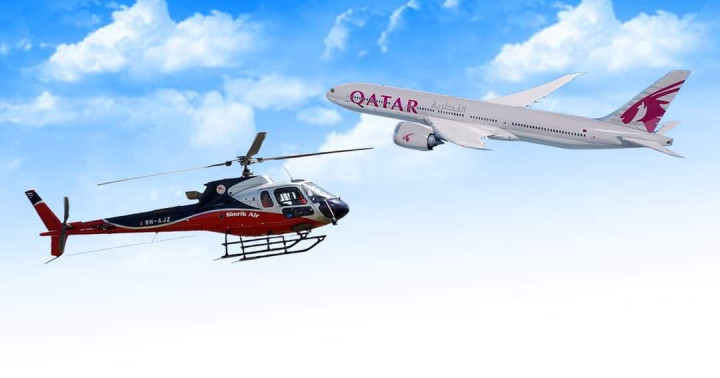 कतार एयरको विमान र सिम्रिक एयरको हेलिकप्टर ठोक्किनबाट जोगिए