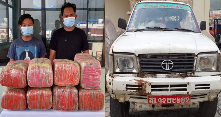 पिकअपको क्याबिन मुनी गाँजा